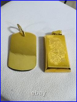 Solid 22K 916 Fine Real Gold Two (2) Set of Pendant Rectangle Bar 9.1g