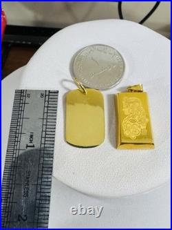 Solid 22K 916 Fine Real Gold Two (2) Set of Pendant Rectangle Bar 9.1g