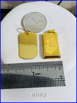 Solid 22K 916 Fine Real Gold Two (2) Set of Pendant Rectangle Bar 9.1g