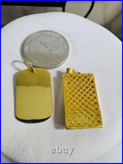 Solid 22K 916 Fine Real Gold Two (2) Set of Pendant Rectangle Bar 9.1g