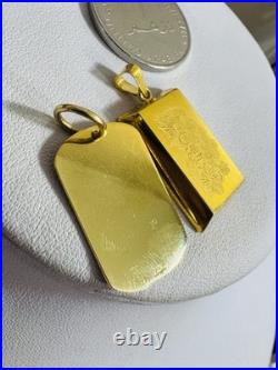 Solid 22K 916 Fine Real Gold Two (2) Set of Pendant Rectangle Bar 9.1g