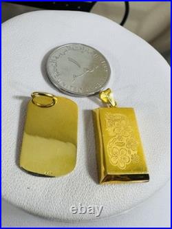Solid 22K 916 Fine Real Gold Two (2) Set of Pendant Rectangle Bar 9.1g