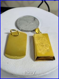 Solid 22K 916 Fine Real Gold Two (2) Set of Pendant Rectangle Bar 9.1g