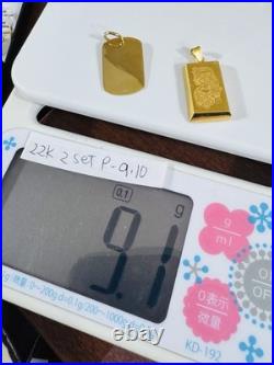 Solid 22K 916 Fine Real Gold Two (2) Set of Pendant Rectangle Bar 9.1g