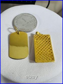 Solid 22K 916 Fine Real Gold Two (2) Set of Pendant Rectangle Bar 9.1g