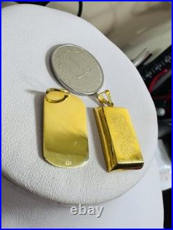 Solid 22K 916 Fine Real Gold Two (2) Set of Pendant Rectangle Bar 9.1g