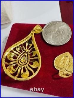 Solid 22K 916 Fine Real Gold Two (2) Set of Pendant Teardrop & Heart U, 6.5g