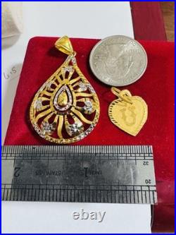 Solid 22K 916 Fine Real Gold Two (2) Set of Pendant Teardrop & Heart U, 6.5g