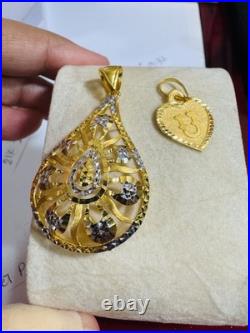 Solid 22K 916 Fine Real Gold Two (2) Set of Pendant Teardrop & Heart U, 6.5g
