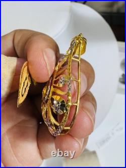 Solid 22K 916 Fine Real Gold Two (2) Set of Pendant Teardrop & Heart U, 6.5g