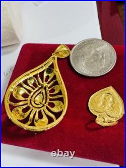 Solid 22K 916 Fine Real Gold Two (2) Set of Pendant Teardrop & Heart U, 6.5g