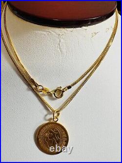 Solid 22K 916 Fine Yellow Real Gold 20 Coin Necklace 4,9g Women's