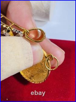 Solid 22K Solid 916 Real Gold Two tone Set (2) Teardrop/Coin Pendant 10.65g Solid 22K Solid 916 Real Gold Two tone Set (2) Teardrop/Coin Pendant 10.65g