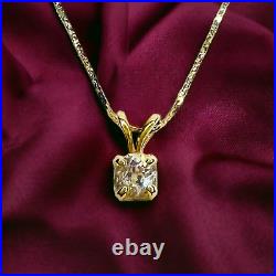 Solid 585 Gold 14k YELLOW GOLD 1/3ct Solitaire Natural Diamond Necklace 16