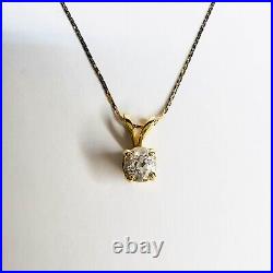 Solid 585 Gold 14k YELLOW GOLD 1/3ct Solitaire Natural Diamond Necklace 16