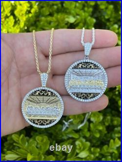 Solid 925 Silver / Gold Plated Jesus Last Supper Coin Medallion Pendant Italy CZ Solid 925 Silver / Gold Plated Jesus Last Supper Coin Medallion Pendant Italy CZ