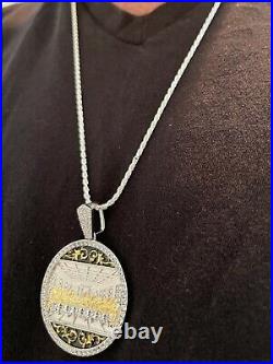 Solid 925 Silver / Gold Plated Jesus Last Supper Coin Medallion Pendant Italy CZ Solid 925 Silver / Gold Plated Jesus Last Supper Coin Medallion Pendant Italy CZ