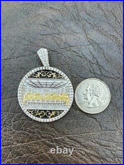 Solid 925 Silver / Gold Plated Jesus Last Supper Coin Medallion Pendant Italy CZ Solid 925 Silver / Gold Plated Jesus Last Supper Coin Medallion Pendant Italy CZ