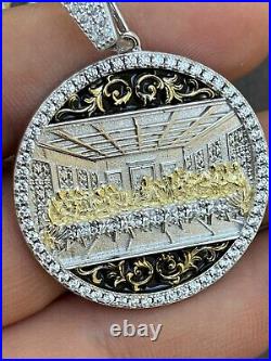 Solid 925 Silver / Gold Plated Jesus Last Supper Coin Medallion Pendant Italy CZ Solid 925 Silver / Gold Plated Jesus Last Supper Coin Medallion Pendant Italy CZ