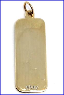 Solid 9 ct carat Gold Bullion Bar Charm fob Pendant Retro Jewellery Jewlry luck