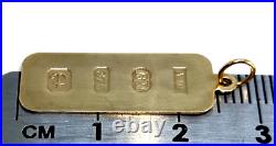 Solid 9 ct carat Gold Bullion Bar Charm fob Pendant Retro Jewellery Jewlry luck