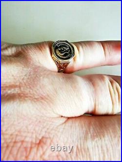 Solid 9ct gold coin mount Signet ring, fully UK hallmarked, Free Insured P&P #Mo