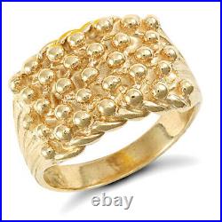 Solid 9ct yellow gold hand finished medium weight 5 row keeper ring