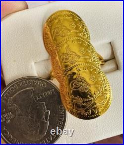 Solid Genuine 22K 916 Yellow Dubai Saudi Real Gold Women's Coin Ring 6/6.5 4.7g Solid Genuine 22K 916 Yellow Dubai Saudi Real Gold Women's Coin Ring 6/6.5 4.7g