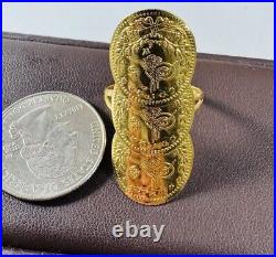 Solid Genuine 22K 916 Yellow Dubai Saudi Real Gold Women's Coin Ring 6/6.5 4.7g Solid Genuine 22K 916 Yellow Dubai Saudi Real Gold Women's Coin Ring 6/6.5 4.7g