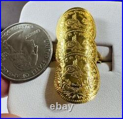 Solid Genuine 22K 916 Yellow Dubai Saudi Real Gold Women's Coin Ring 6/6.5 4.7g Solid Genuine 22K 916 Yellow Dubai Saudi Real Gold Women's Coin Ring 6/6.5 4.7g