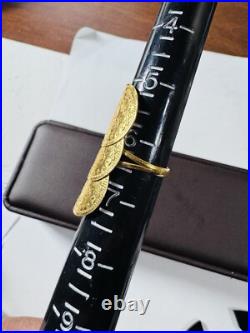 Solid Genuine 22K 916 Yellow Dubai Saudi Real Gold Women's Coin Ring 6/6.5 4.7g Solid Genuine 22K 916 Yellow Dubai Saudi Real Gold Women's Coin Ring 6/6.5 4.7g