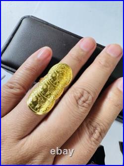 Solid Genuine 22K 916 Yellow Dubai Saudi Real Gold Women's Coin Ring 6/6.5 4.7g Solid Genuine 22K 916 Yellow Dubai Saudi Real Gold Women's Coin Ring 6/6.5 4.7g