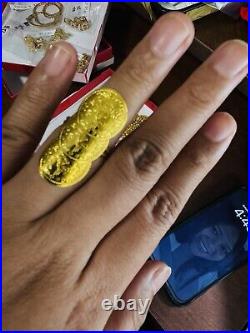 Solid Genuine 22K 916 Yellow Dubai Saudi Real Gold Women's Coin Ring 6/6.5 4.7g Solid Genuine 22K 916 Yellow Dubai Saudi Real Gold Women's Coin Ring 6/6.5 4.7g