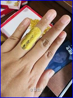 Solid Genuine 22K 916 Yellow Dubai Saudi Real Gold Women's Coin Ring 6/6.5 4.7g Solid Genuine 22K 916 Yellow Dubai Saudi Real Gold Women's Coin Ring 6/6.5 4.7g