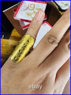 Solid Genuine 22K 916 Yellow Dubai Saudi Real Gold Women's Coin Ring 6/6.5 4.7g Solid Genuine 22K 916 Yellow Dubai Saudi Real Gold Women's Coin Ring 6/6.5 4.7g