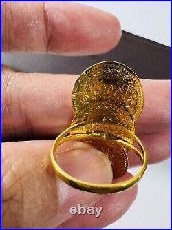 Solid Genuine 22K 916 Yellow Dubai Saudi Real Gold Women's Coin Ring 6/6.5 4.7g Solid Genuine 22K 916 Yellow Dubai Saudi Real Gold Women's Coin Ring 6/6.5 4.7g