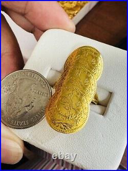 Solid Genuine 22K 916 Yellow Dubai Saudi Real Gold Women's Coin Ring 6/6.5 4.7g Solid Genuine 22K 916 Yellow Dubai Saudi Real Gold Women's Coin Ring 6/6.5 4.7g