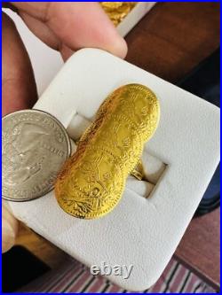 Solid Genuine 22K 916 Yellow Dubai Saudi Real Gold Women's Coin Ring 6/6.5 4.7g Solid Genuine 22K 916 Yellow Dubai Saudi Real Gold Women's Coin Ring 6/6.5 4.7g