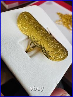 Solid Genuine 22K 916 Yellow Dubai Saudi Real Gold Women's Coin Ring 6/6.5 4.7g Solid Genuine 22K 916 Yellow Dubai Saudi Real Gold Women's Coin Ring 6/6.5 4.7g