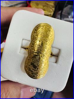 Solid Genuine 22K 916 Yellow Dubai Saudi Real Gold Women's Coin Ring 6/6.5 4.7g Solid Genuine 22K 916 Yellow Dubai Saudi Real Gold Women's Coin Ring 6/6.5 4.7g