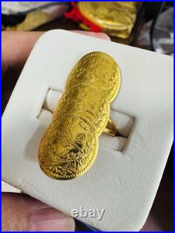 Solid Genuine 22K 916 Yellow Dubai Saudi Real Gold Women's Coin Ring 6/6.5 4.7g Solid Genuine 22K 916 Yellow Dubai Saudi Real Gold Women's Coin Ring 6/6.5 4.7g