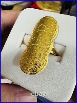 Solid Genuine 22K 916 Yellow Dubai Saudi Real Gold Women's Coin Ring 6/6.5 4.7g Solid Genuine 22K 916 Yellow Dubai Saudi Real Gold Women's Coin Ring 6/6.5 4.7g