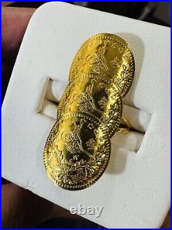 Solid Genuine 22K 916 Yellow Dubai Saudi Real Gold Women's Coin Ring 6/6.5 4.7g Solid Genuine 22K 916 Yellow Dubai Saudi Real Gold Women's Coin Ring 6/6.5 4.7g