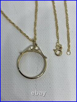 Solid Genuine 9ct Gold Half Sovereign Coin Mount Necklace Chain 18 inch