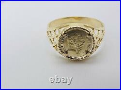 Solid Genuine 9ct Yellow Gold Maximiliano Emperador One Peso Coin Ring Size m