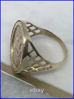 Solid Genuine 9ct Yellow Gold Men's St George Half Sovereign Coin Ring 4.5 gr