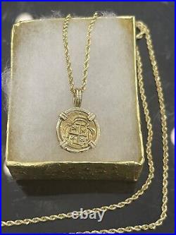 Solid Gold Atocha Coin Pendant Made With 14k Gold With 14k Gold Chain 18 Long