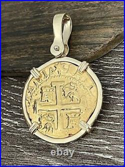 Solid Gold Atocha Coin Pendant Made With 14kt Pure Gold