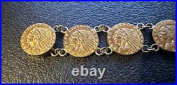 Solid Gold Bracelet 2.1/2 Dollar Genuine Indian Head Coins Bracelet 6in 35.7gr