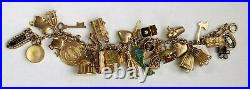Solid Gold Charm Bracelet Mixed 10K 14K Vtg Souvenir 30+ Pieces $2.5 Indian Coin